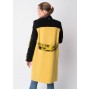 Vlnený žltý kabát Colorblock